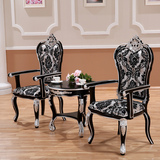 欧式椅子 新古典餐椅 接待椅 售楼部 洽谈椅  实木家具黑色描银