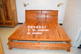 定制中式实木1.5米/1.8米双人床卧室大床老榆木香樟木床明清古典