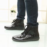 新款包邮韩版时尚休闲短筒帆布系带男士雨鞋水鞋防滑雨靴板鞋胶鞋