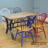 美式复古铁艺餐桌 家用小户型饭桌 饭店餐厅长方形圆形餐桌椅组合
