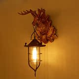 loft复古工业风壁灯客厅酒吧咖啡厅卧室装饰灯具创意个性鹿头壁灯