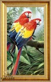 查理夫人 简欧玄关手绘油画长寿鹦鹉有框画 欧式餐厅装饰画13259