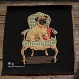 巴哥犬 欧式定位靠枕套垫子 棉麻布料沙发狗装饰 4件包邮