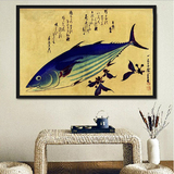 日式料理店寿司店装饰画浮世绘挂画复古壁画有框画榻榻米温泉挂画
