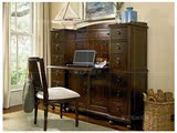 美式实木橡木书房家具 书柜书桌书架书椅组合欧式仿古做旧电脑桌