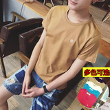 日系男生素色短T恤纯色短袖体恤复古简单短袖t恤韩版简约潮男半袖