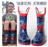 新款韩国儿童大童男童蜘蛛侠帅气防滑防水提手橡胶鞋水鞋雨鞋雨靴