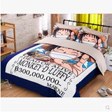 海贼王四件套卡通磨毛3D床单床上单人床三件套个性被套男孩床品