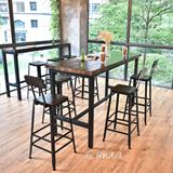 美式星巴克高脚吧台椅复古铁艺实木茶餐厅奶茶店酒吧咖啡桌椅组合