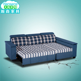 多功能储物沙发床宜家小户型客厅布艺沙发转角沙发床 可折叠 实木