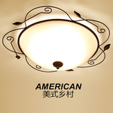 美式简约卧室圆形LED吸顶灯创意艺术大气铁艺儿童房餐厅玻璃灯具