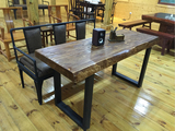 美式铁艺实木不规则餐桌椅组合创意书桌办公酒吧咖啡厅沙发茶桌椅
