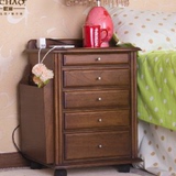 床头柜简约纯实木储物柜  可移动床头柜 现代 多功能床头柜 整装