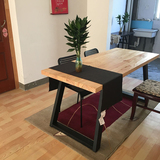 尚品实木书桌铁艺实木电脑桌家用写字台办公桌家庭写字台会议桌