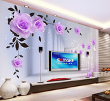3D玫瑰立体电视背景墙纸壁纸客厅沙发卧室床头背景无缝墙布壁画