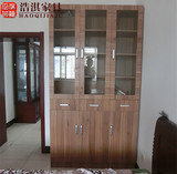 北京宜家简约自由组合柜子简易玻璃门书橱书架书柜木质储物柜带门