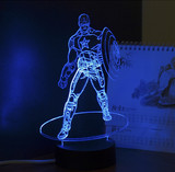 魔尚创意2016最新款正品3D视觉夜灯美国队长LED台灯礼物生日礼品