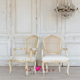 出口法国高端复古路易十五风格雕花实木单人扶手椅休闲藤背沙发椅