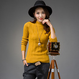 秋冬季毛衣女套头短款半高领提花针织衫韩版修身显瘦打底衫正品牌