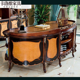 新古典欧式实木书桌电脑桌 奢华美式老板办公桌 法式宫廷书桌定制