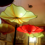 现代中式布艺四方荷叶吊灯 创意茶馆餐厅酒店工程客栈东南亚灯具