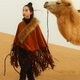 素萝 沙狐 原创设计中国风女装2015新款短款流苏外套冬季毛呢外套