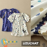 日本 zoomic女童 彩色波点泡泡袖 女童短袖T恤A122 L17-1