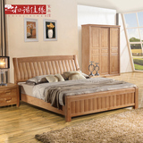 包邮实木床1.8米双人床1.5米1.2米儿童床储物高箱橡木床中式婚床