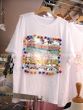 现货韩国进口代购正品夏季圆领彩色球亮片短袖宽松大码T恤女J5722