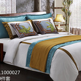 奢华时尚新中式天丝蓝色刺绣软装样板房床品十件套含芯售楼处定制