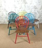 特价LOFT美式乡村家具复古餐椅铁艺实木椅焊接靠背孔雀椅剑背椅子