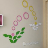 木质圆形3D墙贴儿童房客厅沙发背景墙贴卧室创意装饰可移除立体贴