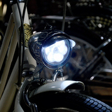 自行车灯前灯头复古遮檐前大灯LED超量夜骑单车头灯正品特价银色