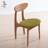 蝴蝶椅北美白橡木布艺休闲桌椅美式实木餐椅木头椅子咖啡厅简约餐