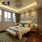 新中式实木床古典家具床水曲柳家具酒店床样板房双人床工厂直销