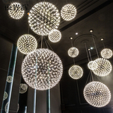 创意个性火花球形吊灯满天星艺术烟花灯led不锈钢圆球后现代灯具
