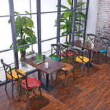 美式复古咖啡厅桌椅西餐厅桌椅组合铁艺主题个性创意茶餐厅桌椅