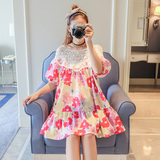 2016韩版孕妇装夏季蕾丝拼接娃娃衫上衣夏季短袖印花中长款连衣裙