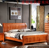 实木床橡木双人床1.8米1.5米单人1米1.2米儿童床1.35米高箱白色床
