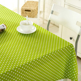清新田园 绿色波点桌布布艺 帆布棉麻餐桌布书桌茶几盖布台布桌垫