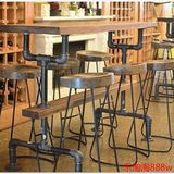 loft工业风复古实木酒吧椅吧凳咖啡厅休闲吧台椅吧凳高脚椅凳桌椅