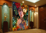 大型酒店壁纸 酒吧ktv包房装饰壁画玄关墙布墙纸欧式油画美女人物