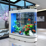 生态子弹头鱼缸水族箱玻璃小型大型家用客厅屏风鱼缸1米1.2米定制