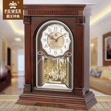 POWER霸王中式仿古木质台钟 实木复古典客厅豪华转摆石英装饰座钟