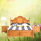 橡木实木床1.5米美式床英式床儿童双人床1.8米卧室家具英伦风格