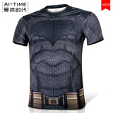 爱体时代蝙蝠侠t恤 男女短袖蝙蝠侠大战超人T恤学生修身速干运动