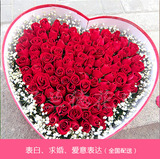 合肥鲜花速递99朵红粉玫瑰心形礼盒送女友生日同城巢芜湖六安安庆
