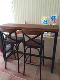 定制铁艺实木吧桌桌椅 家用靠墙吧台咖啡桌 休闲高脚桌简约小吧台