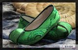 原创设计 中式  文艺范绣花鞋 汉服搭配汉履  玉缘深绿