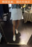 韩国直邮代购：2016年韩国新款时尚百搭白色流苏边牛仔短裙